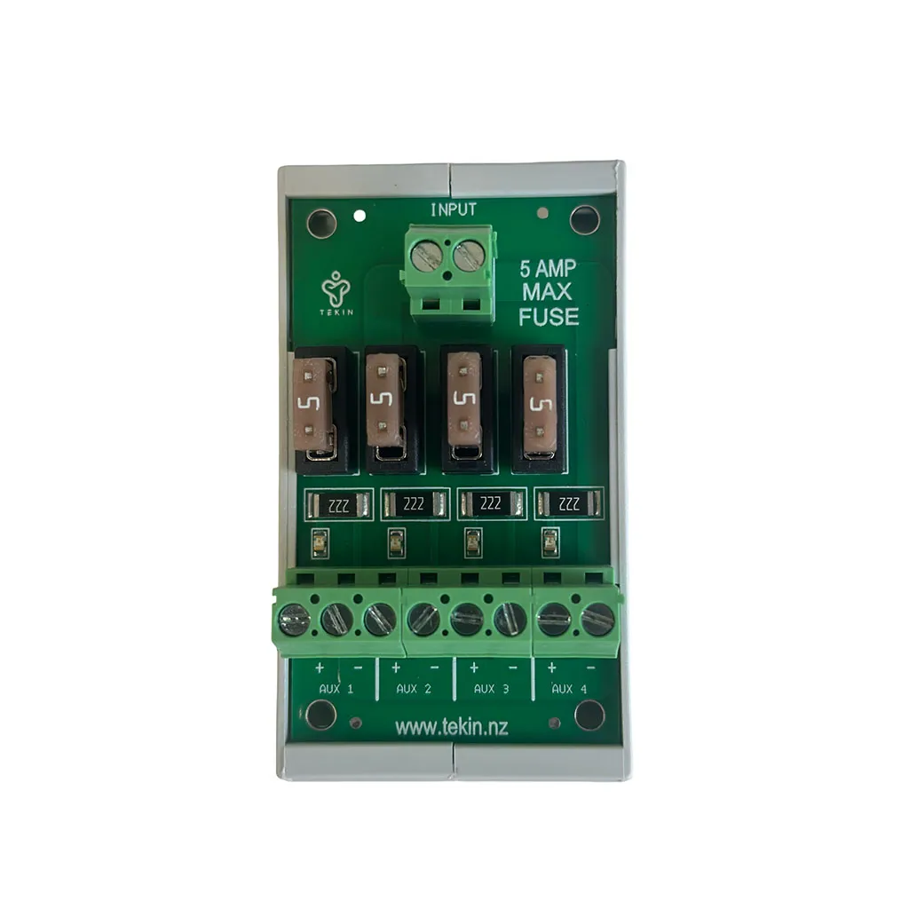 Power Distribution Board (4 x Outputs) w Resettable Fuse & LED Indication (DIN Rail)
