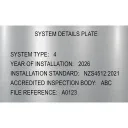 NZS4512 Engraved Certification Plate